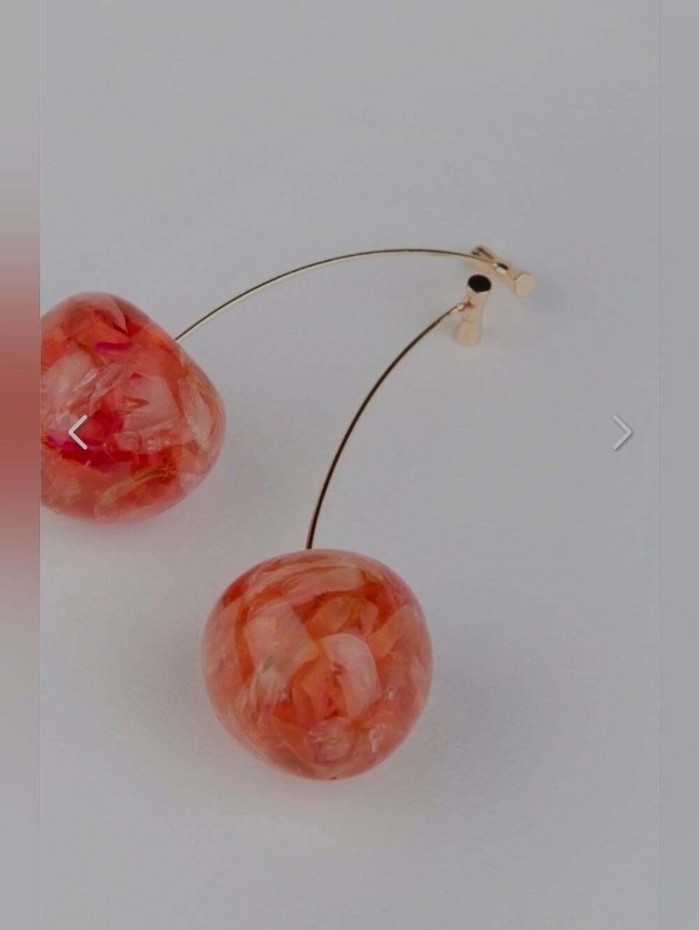 Beautiful Coral Pink Resin Drop Cherry Earrigs